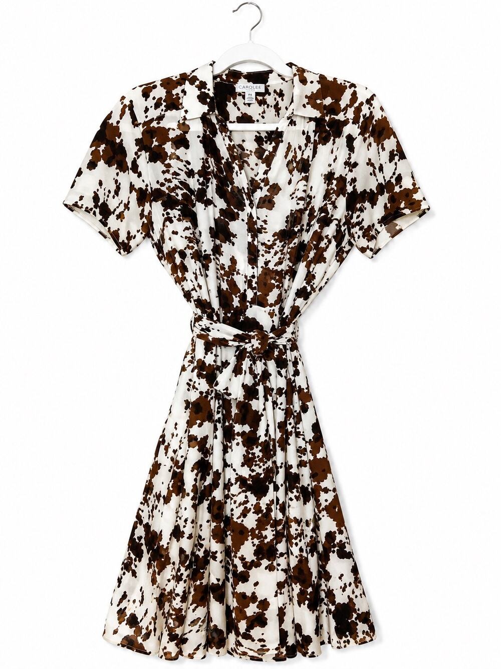 Nanette Lepore Cow Print Tie Waist Shirt Dress